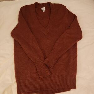 Rust Color V-Neck Sweater
